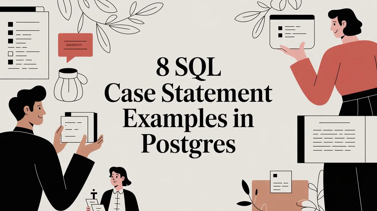 Illustration of SQL CASE expressions transforming Postgres query results.